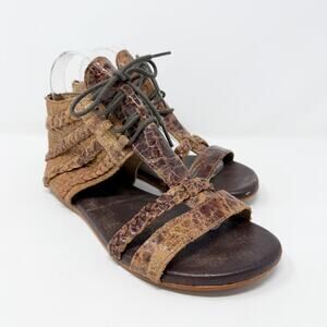 Bed Stu ROAN Brown Distressed Leather Gladiator Sandals Women's Size 9 Lace Up